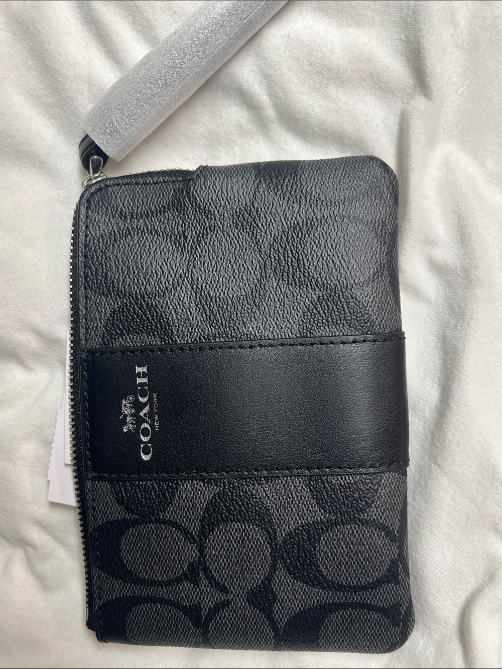 Coach Black Signature Zip Around Wallet